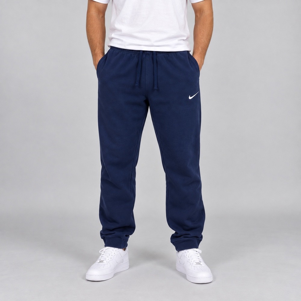 Nike Sweatpants Mens XL Navy Blue Fleece Joggers Embroidered Swoosh Workout Gym